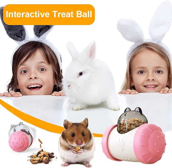 Interactive Treat Ball for Rabbits, Rabbit Snack Toy Ball, Sports and Entertainment Treats Interactive Game, Roll and Push, Enrichment Foraging Toys for Rabbits