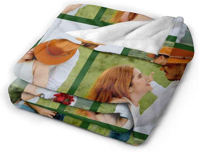 Custom Blanket with Picture Text, Personalized 6 Photo Blanket, HD Printing Customized Flannel Throw Blanket Gifts for Mom Dad Couple Girlfriend Boyfriend Wife Husband Christmas