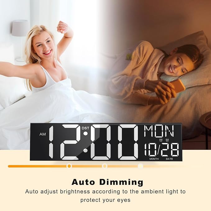 JALL 30" Extra Large Digital Wall Clock, Giant LED Wall Clock with Remote Control, Digital Clock with Jumbo Numbers for Living Room, Gym, Warehouse, Office, Home Decor, Plug-in, White