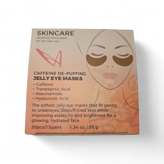 Caffeine De-Puffing Jelly Eye Masks with Tranexamic Acid, Niacinamide, Hyaluronic Acid, 30 Pieces, 1.34 oz