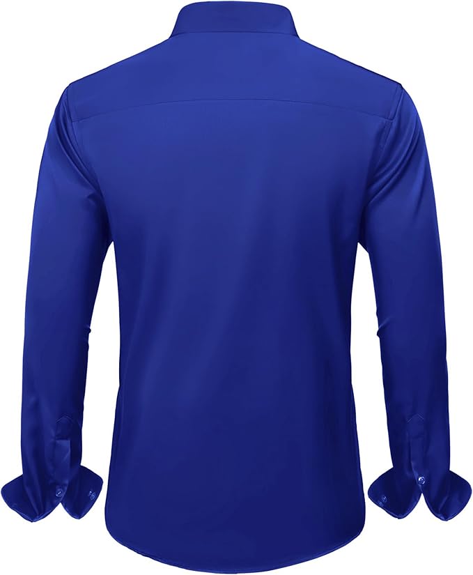 J.VER Men's Dress Shirts Solid Long Sleeve Stretch Wrinkle-Free Formal Shirt Business Casual Button Down Shirts