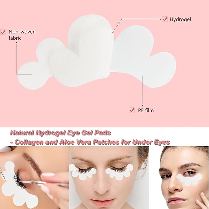 100 Pairs Professional Under Eye Pads Gel Lash Extensions, Premium Hydrogel Patch Gel Pad Beauty Makeup Tool for Under Eyes Eyelash Extension (Pink)