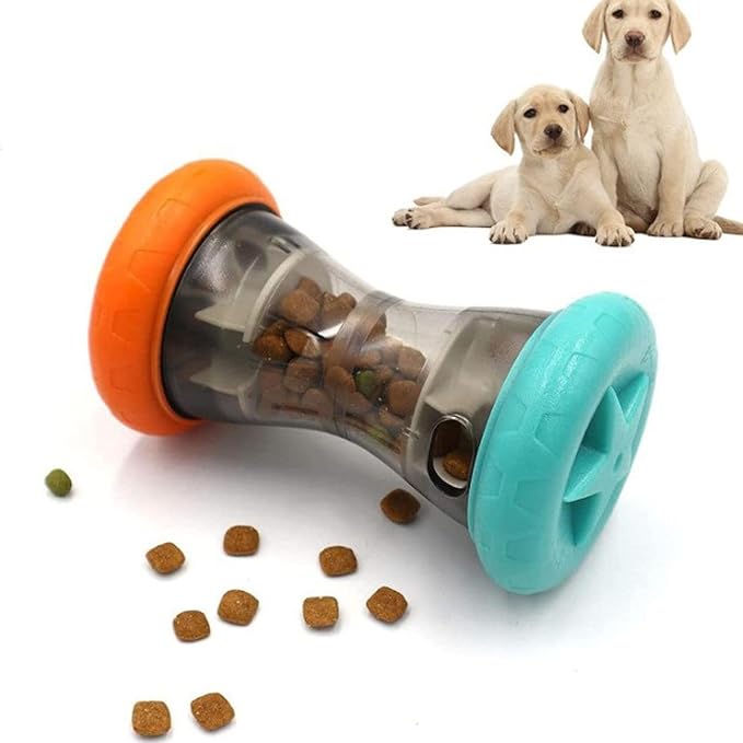 Dog Puzzle Toys for Boredom, 5.9in Bite Resistant ABS Treat Dispensing Ball Toy, Interactive Food Dispenser Slow Feeder with Mechanical Rolling Bell for Pet Training