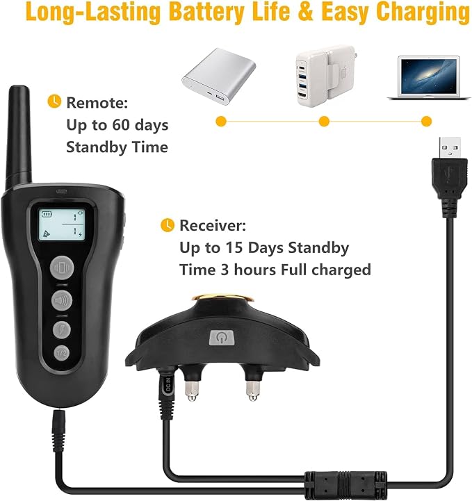 Bousnic Dog Training Collar 2 Dogs Upgraded 1000ft Remote Rechargeable Waterproof Electric Shock Collar with Beep Vibration Shock for Small Medium Large Dogs (15lbs - 120lbs)