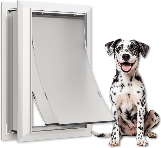 Large Heavy Duty Aluminum Dog Door, Double Flap for Extreme Weather