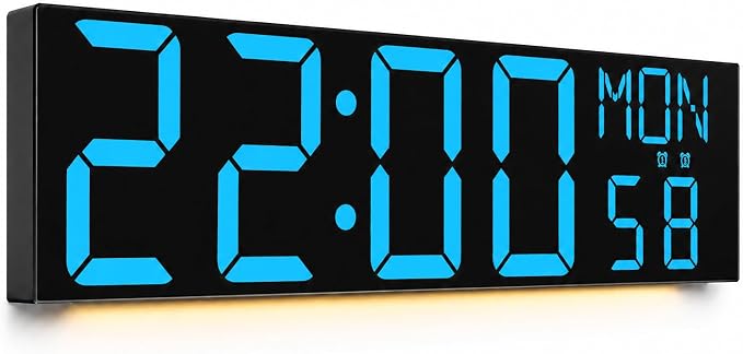 JALL 30" Giant Digital Wall Clock, Extra Large LED Clock with Remote, Huge Wall Clock with Jumbo Numbers for Living Room, Gym, Blue
