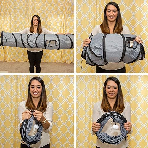 PetLike S Way Cat Tunnel Collapsible Pop-up Pet Tube Hideaway Play Toy with Ball (S-Way, Blue)