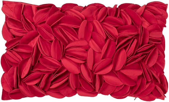 KINGROSE Handmade 3D Flower Throw Pillow Cover Decorative Cushion Cover Soft Pillow Case Sham for Sofa Couch Bed Living Room Home 12 X 20 Inches Velvet Christmas Red | Handmade Floral Pillowcase, Soft Decorative Cushion Cover for Sofa Couch Bed Living ...