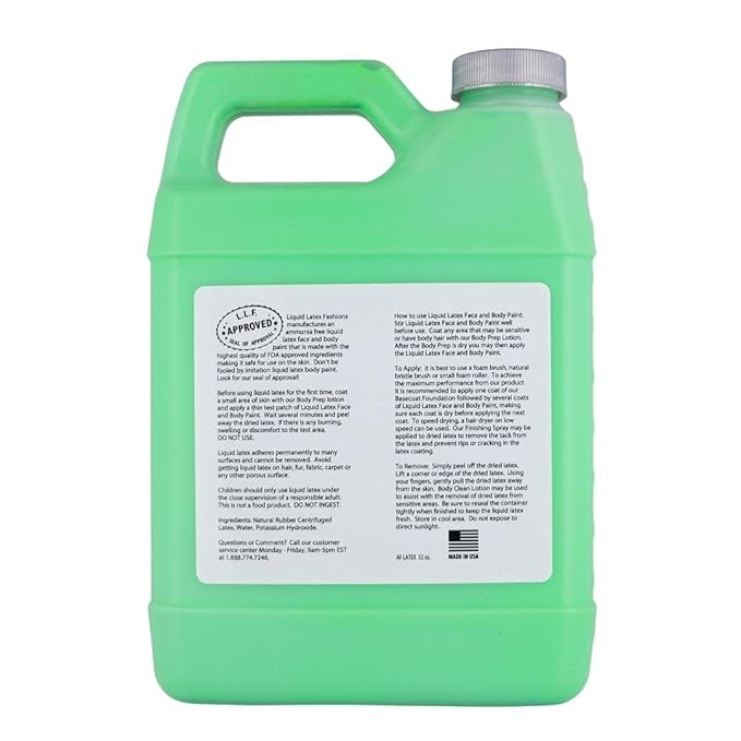Fluorescent Green Liquid Latex Body Paint - 32 Oz for Adults and Kids, Zombie Skin Makeup Paint, Ideal for Schools, Parties, Theater, Cosplays, Carnivals