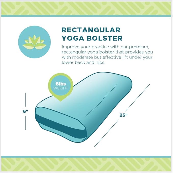 Bean Products Cotton Batting Yoga Bolster - Studio Grade Round or Rectangular Restorative Yoga Pillow for Pilates and Yin Practice - Soft Yet Firm Support with Cotton Cover - Made in The USA