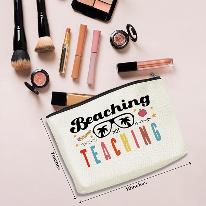 Teacher Appreciation Cosmetic Bag - Best New Teacher Gifts for Women, Principal, Coworkers - Christmas, Birthday, Beach Makeup Pouch