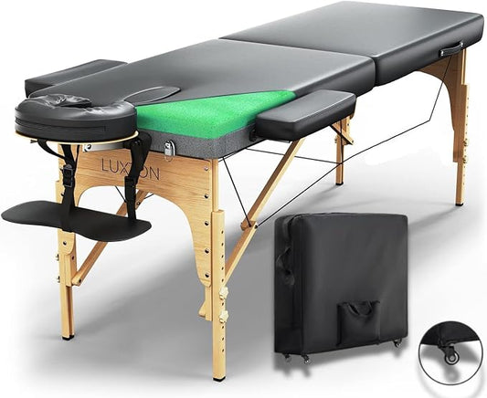 Premium Foam Massage Table Portable Foldable Massage Bed Height Adjustable, 72 Inches Long 27 Inches Wide Home Salon Spa Bed Tattoo Table with Accessories & Rolling Case, Easy Set Up