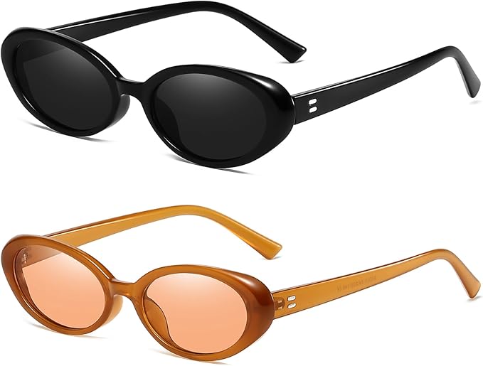 Breaksun Retro Oval Sunglasses for Women Men Fashion Small Oval Sunglasses 90s Vintage Shades