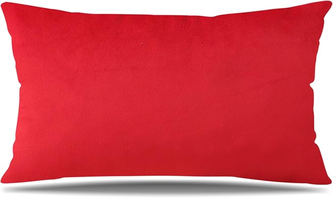 Artscope Luxury Velvet Pillow Covers Decorative Rectangle Pillowcases Soft Solid Cushion Cases for Couch Sofa Bedroom Car Decor 12x20 Inch Red