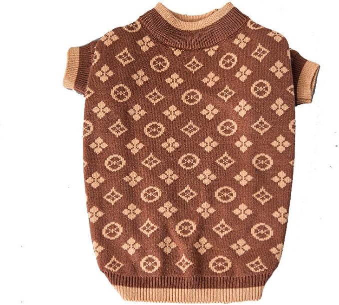 Dog Sweater for Small Dogs, Designer Dog Clothes, Luxury Chewy Pawtton Knit | Designer dog clothes for small dogs with soft knit comfort, luxury styling and easy pullover fit for Yorkies in cold weather.