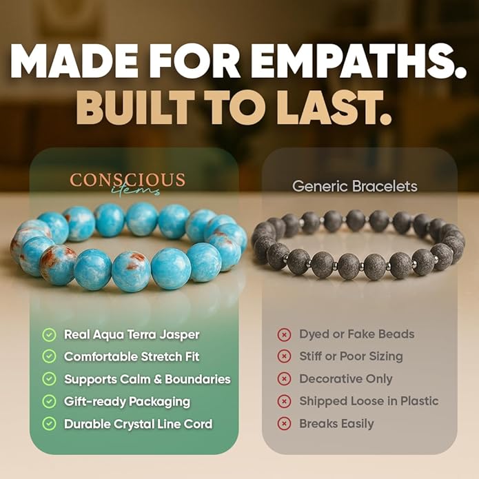 Conscious Items Protection Bracelets for Women & Men, Healing Crystal Bracelet with Natural Stones for Energy Shielding, Grounding, Stress, & Negative Energy Protection