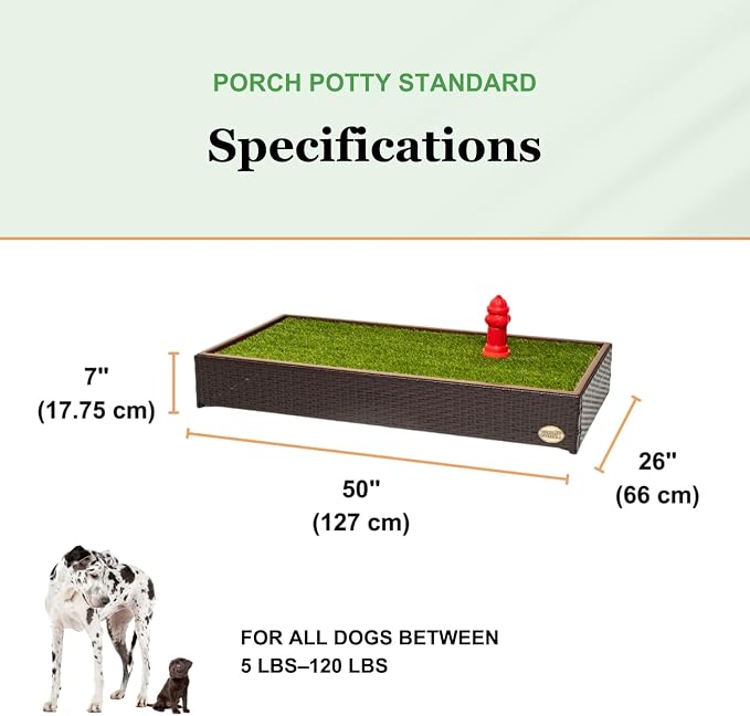 Porch Potty Standard Dog Grass Pad - Indoor Dog Potty with Artificial Grass & Self-Draining Tray - Reusable Dog Potty for Apartments & Balconies