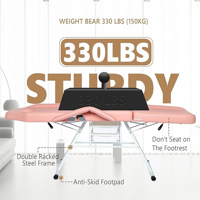 Multipurpose 3-Section Spa Massage Table with Hydraulic Stool, 73-inch Adjustable Tattoo Chair Esthetician Lash Bed with Removable Headrest, Salon Chair Facial Bed for Beauty Barber Massage Equipment