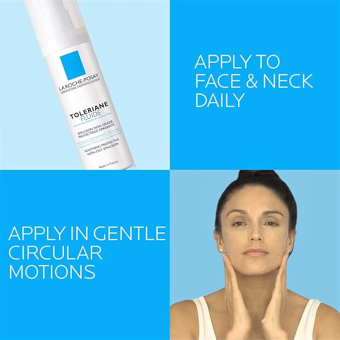 La Roche-Posay Toleriane Sensitive Fluide Protective Moisturizer, Lightweight Oil-Free Face Moisturizer, For Sensitive Skin