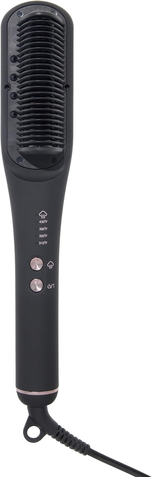 L'ANGE HAIR SteamSmooth Steam Smoothing Comb | Coconut Oil–Infused Steam Brush for Sleek, Shiny Results | Negative Ion Frizz Control | Hydrates & Straightens Hair | (Black)