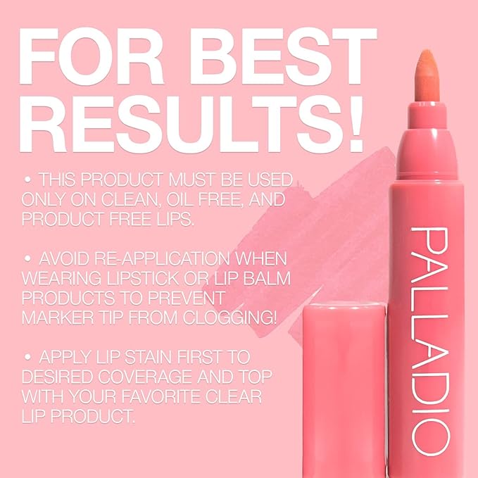 Palladio Lip Stain, Hydrating and Waterproof Formula, Matte Color Look, Longlasting All Day Wear Lip Color, Smudge Proof Natural Finish, Precise Chisel Tip Marker, Nude