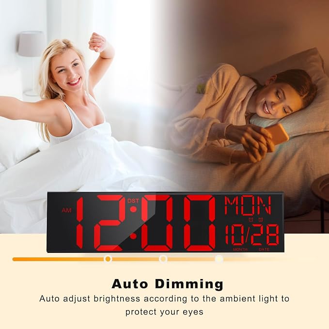 JALL 30" Oversize Digital Wall Clock, Extra Large LED Wall Clock with Remote, Giant Digital Clock with Jumbo Numbers for Living Room, Church (Black Shell Red Font)