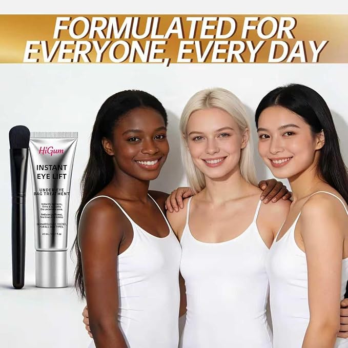 Perfection Eye Tightener Cream with Brush, Instant Eye Lift & Tightener - Under Eye Bag Treatment, Fine Lines & Wrinkles, Ultimate Lift & Smooth Finish, Easy-Wear Formula for All Skin Types, 1PC