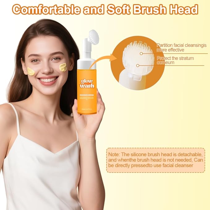 2PCS Turmeric Wash and Care, Turmeric Facial Wash and 60PCS Face Cleansing Pads, Cleansing Exfoliating Pads for Face & Body Natural Skincare