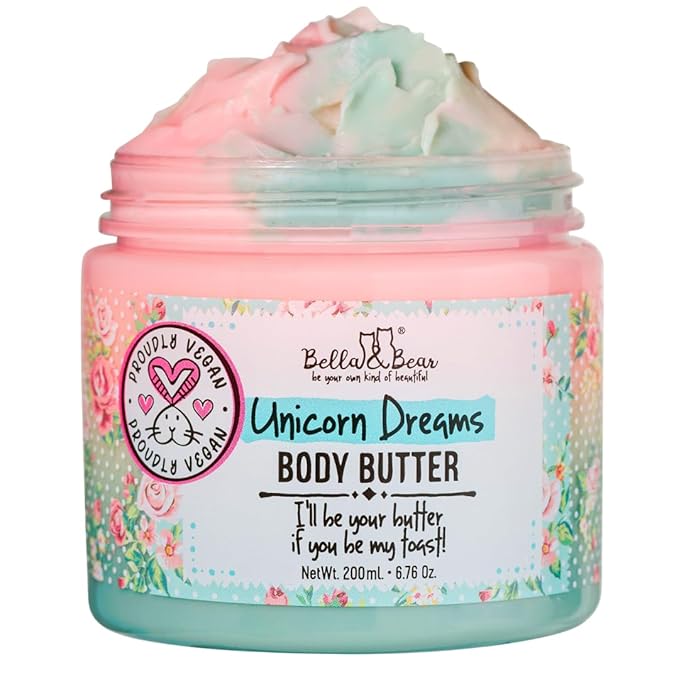 Whipped Body Butter for Women & Teens – Bella & Bear Unicorn Dreams – Hydrating & Moisturizing Cream – Vegan, Cruelty-Free – Mango, Pineapple & Vanilla