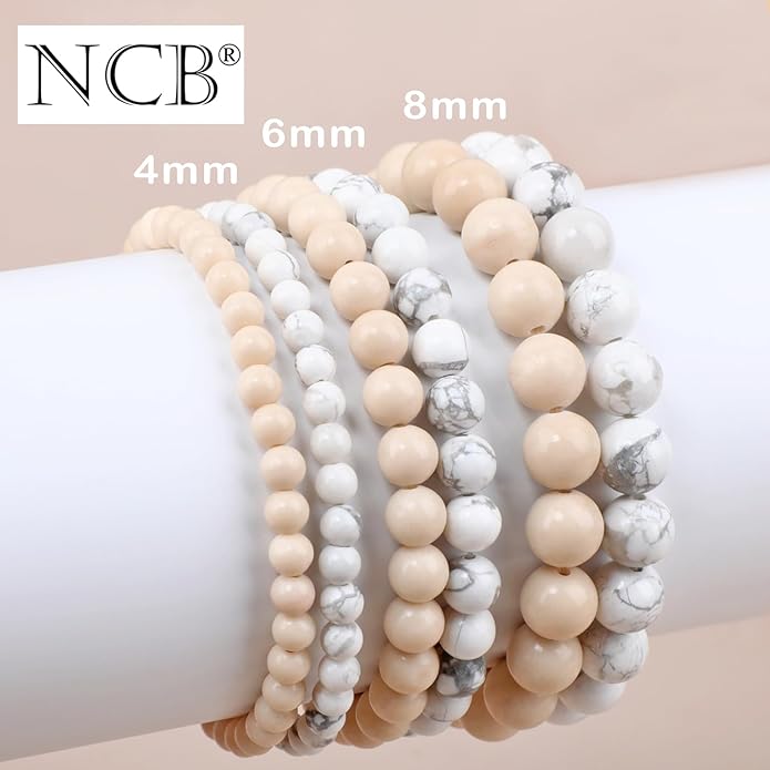 NCB 2.3-Piece 4mm Natural Crystal Gemstone Stretch Bracelets – Handmade Reiki Energy Healing Jewelry for Meditation,Yoga, Unisex