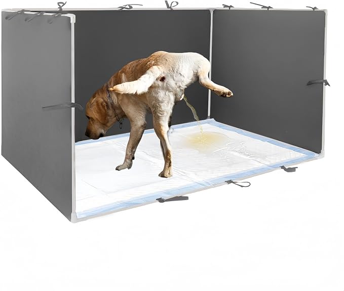Dog Pee Pad Holder with High Walls - 35"x29"x17.3" No-Splash Indoor Dog Potty Box, Foldable Potty Training Toilet for Large Small Medium Dogs Puppy Potty (Dark Gray)