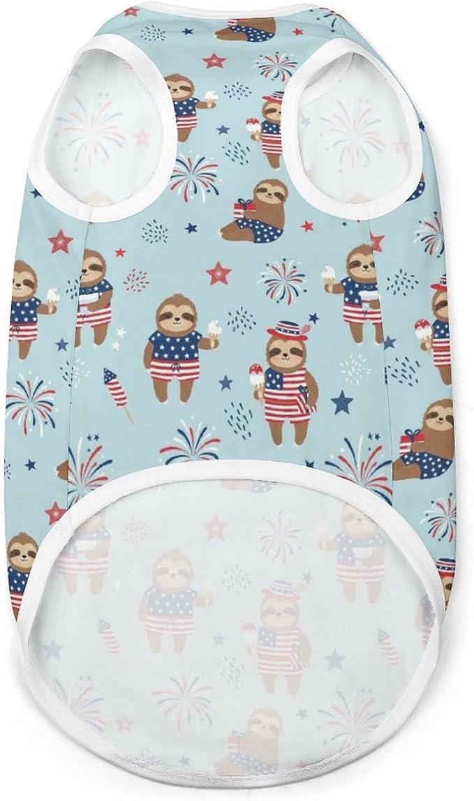 Dog Soft Breathable Clothes Cat Fashion Shirt Pet Sloth Cute Tank Tops T Shirt