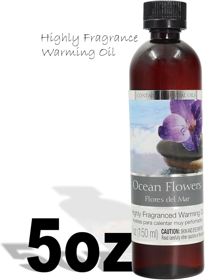 Hosley Set of 2 Ocean Flowers Fragrance Warming Oils 5 Ounce. Ideal Gift for Weddings spa Reiki Meditation Bathroom Settings. P1