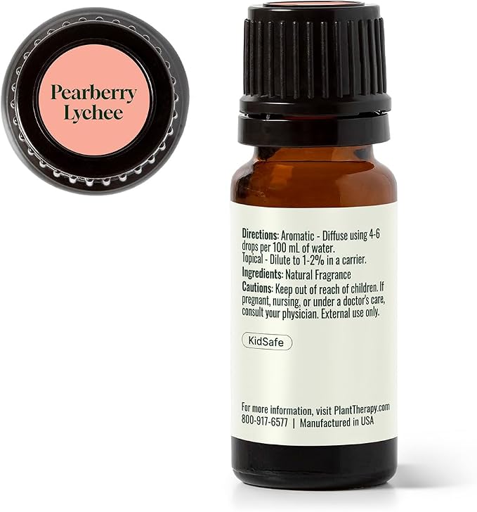Plant Therapy Home Pearberry Lychee Natural Fragrance 10 mL (1/3 oz) Bright, Fun & Fruity Scent, Enlivens Your Home Atmosphere, Long-Lasting Natural Fragrance