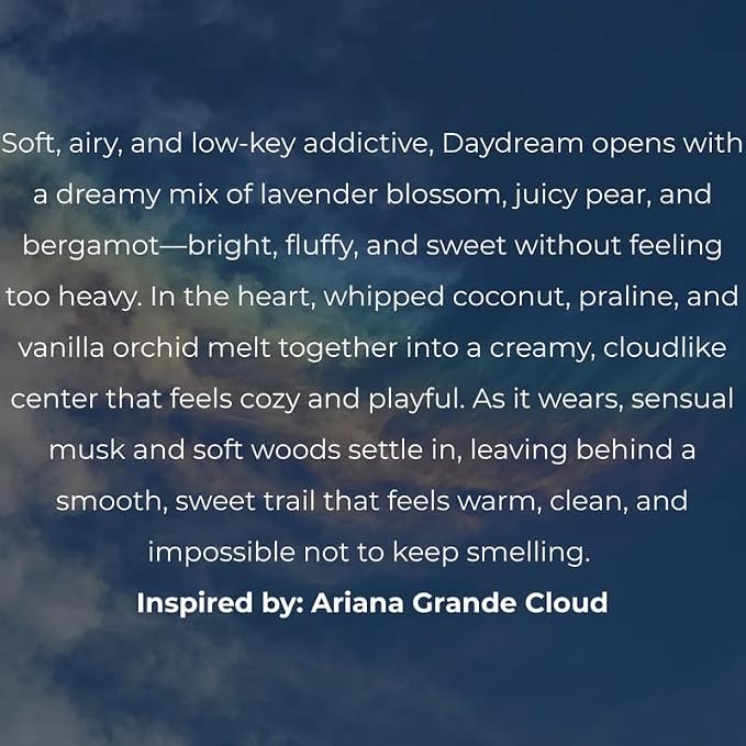 Day Dream Perfume – Inspired by A. Grande's Cloud | Long Lasting Airy & Sweet Eau de Parfum for Women – Notes of Lavender, Pear & Coconut – Clean & Vegan Extait de Perfume for Women