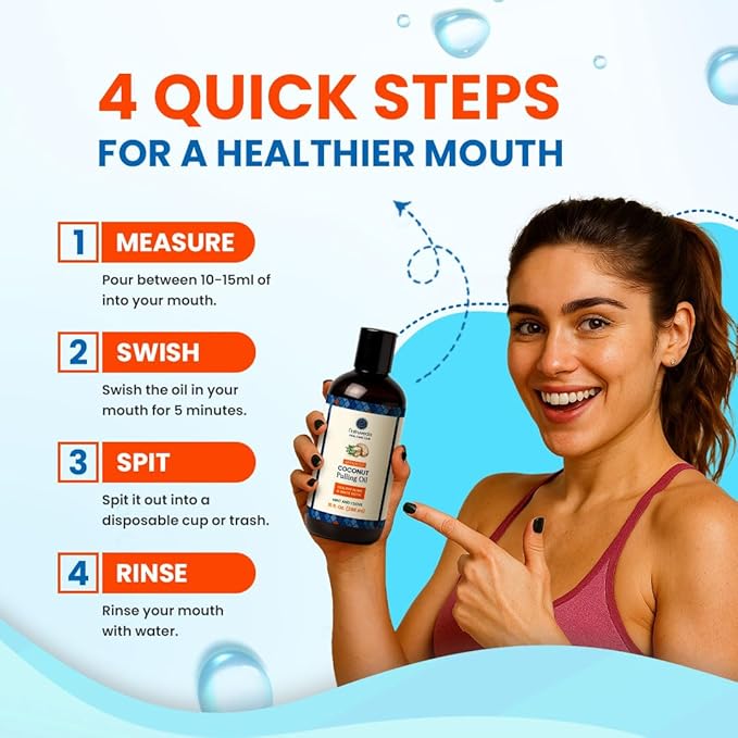Natruveda Coconut Oil Pulling Mouthwash – 20 oz (Pack of 2), Extra Virgin Coconut Oil, Mint Fresh, Oil Pulling for Teeth, Natural Mouthwash, Teeth Whitening, Oral Rinse, Ayurvedic Pulling Oil