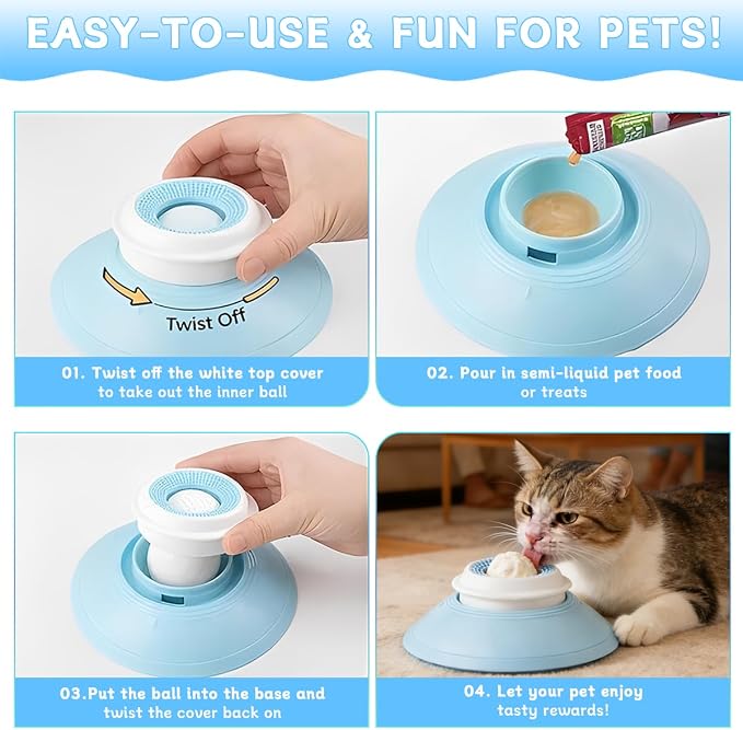 2026 New Dog Lick Sphere, Non-Slip Dogs Liquid Lickbowl, Anxieties Relief Slow Feeder Dog Lick Ball Treat Dispenser, Non-Slip Licking Bowl Enrichment Toys to Keep Them for All Dogs and Cat (Yellow)