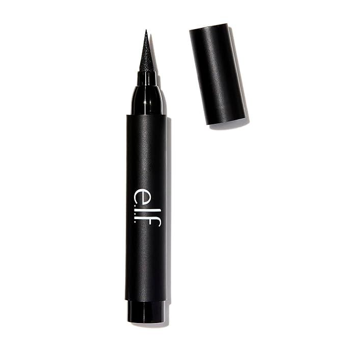 e.l.f. Intense Ink Eyeliner, Enhances The Lash Line With Rich & Long-Lasting Color, Tip For Precise Application, Vegan & Cruelty-Free, Blackest Black