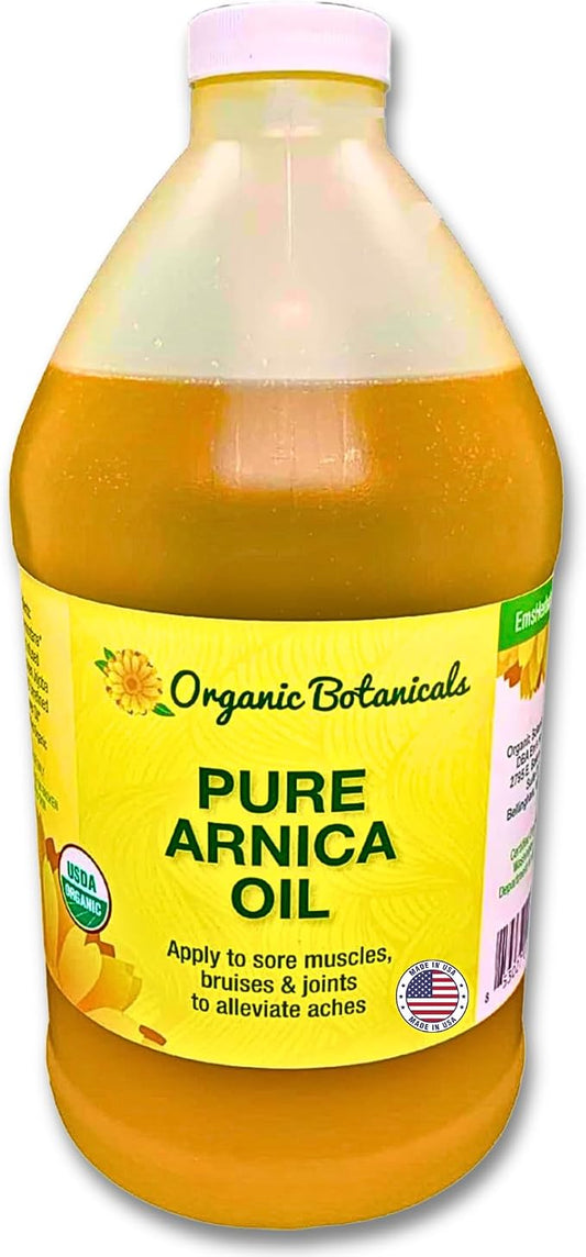 Arnica Oil - Pure Organic Muscle Discomfort Bottle - Arnica Montana Oil for Arthritis, Bruising & Swelling, Muscle, Joint Discomfort, and Sports Injuries, Arnica Massage Oil, 64 oz