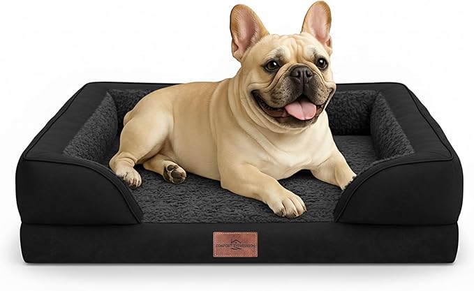 Comfort Expression Waterproof Orthopedic Dog Bed for Medium Size Dog | Supportive Egg Crate Foam Medium Pet Bed with Removable Bolsters, Dog Couch with Washable Cover & Non-Slip Bottom, 30x20 Inch