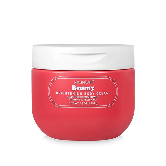 NATURE WELL Beamy Brightening & Moisturizing Body Cream, Lightweight & Quick-Absorbing Formula to Help Improve Tone & Texture, Scented with Black Currant, Jasmine & Vanilla Woods,12 Oz