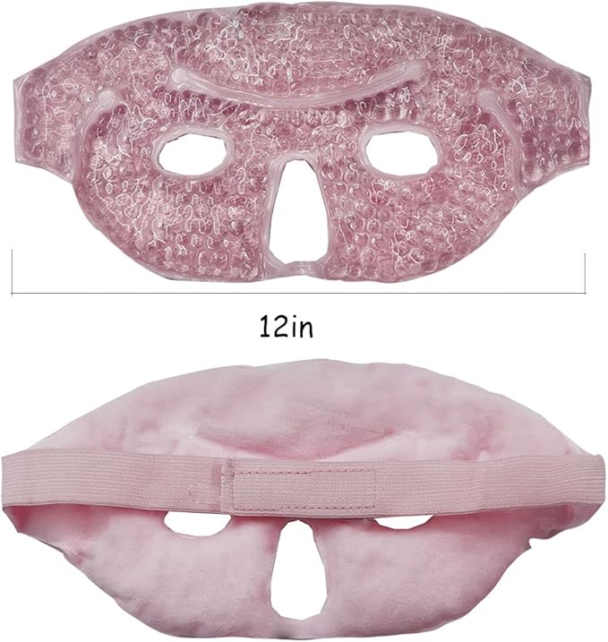 2PCS Ice Face Mask, Cold Hot Gel Face Eye Mask, Ice Mask with Soft Plush for Cooling Freezer Eye Mask for Puffy Eyes, Redness, Headaches, Stress