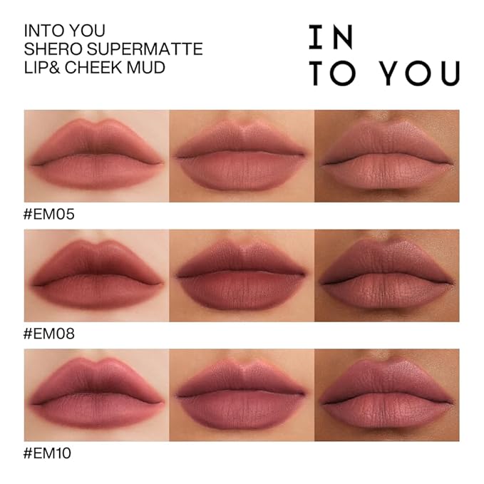 INTO YOU Matte Lipstick, Super Stay Lipcolor for Women, Waterproof, Long Lasting Lip Stain, High Impact Lip Clay with Lightweight Lip Mud Texture, Dual-use for Lips and Cheek, Red Lipstick (EM08)