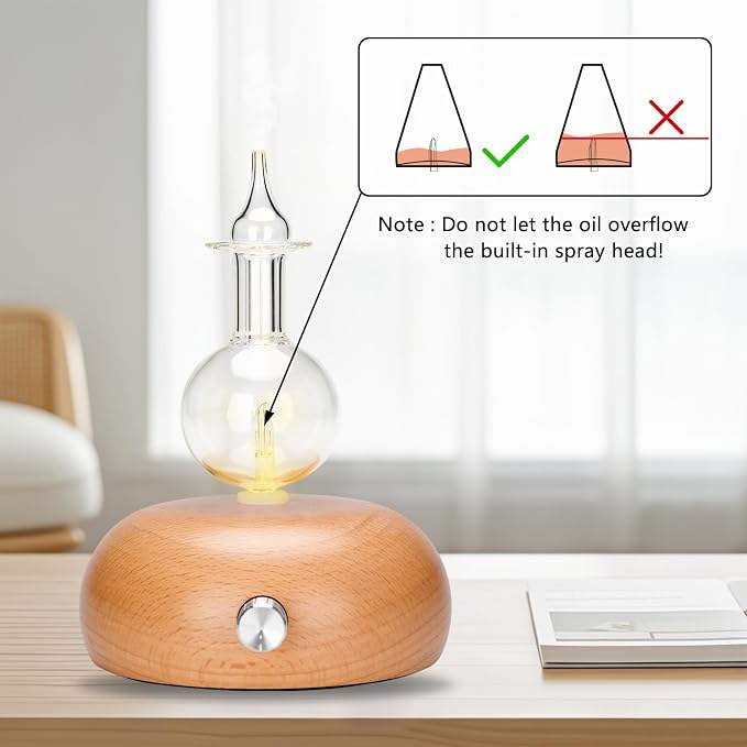 Vintage Aromatherapy Essential Oil Diffuser, Professional 7 Color Pure Aromatherapy Wood Diffuser
