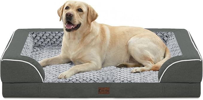 Orthopedic Dog Bed for Extra Large Dogs, 45x35in, Dark Grey | Orthopedic Foam Relieves Joint Pressure, Bolsters Supports Head And Neck, Washable Cover, Non-Slip Bottom