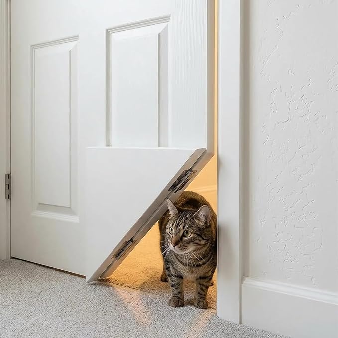 Cat Door Interior Door Hinges Cat Door Corner Hinge Kit Clears the Floor-L | Indoor Cat Door Fits Hollow Doors and Solid Core Cat Doors Easy DIY Install Without Striking the Floor Functional