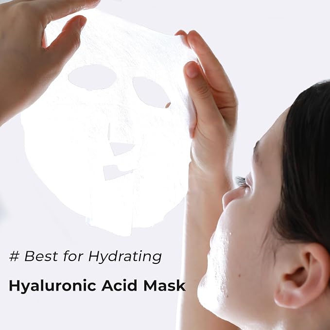 +WIS+ Hyaluronic Acid Face Mask 24 EA with Hyaluronic Acid Serum and Vitamin B5, Hydrating Facial Mask for Dry Skin, Anti-Aging Mask to Plump and Repair Dehydrated Skin, Safe on Sensitive Skin