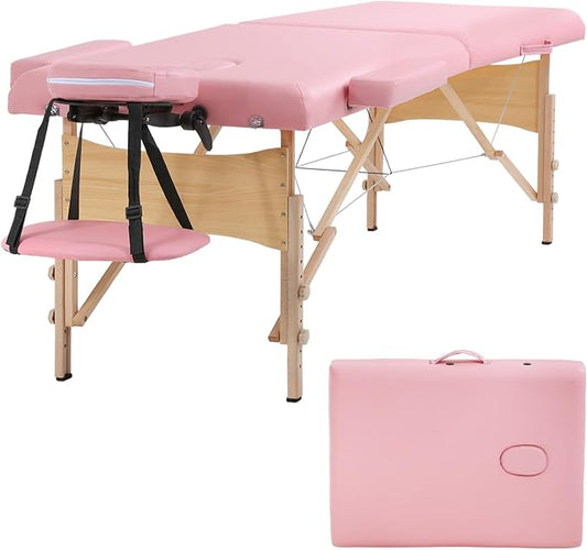 BestMassage Massage Bed Portable Massage Table 2 Folding Lash Bed Height Adjustable 28 Inch Wide Spa Table with Non-Woven Bag for Spa Footmassage Facial CareSpa Tattoo
