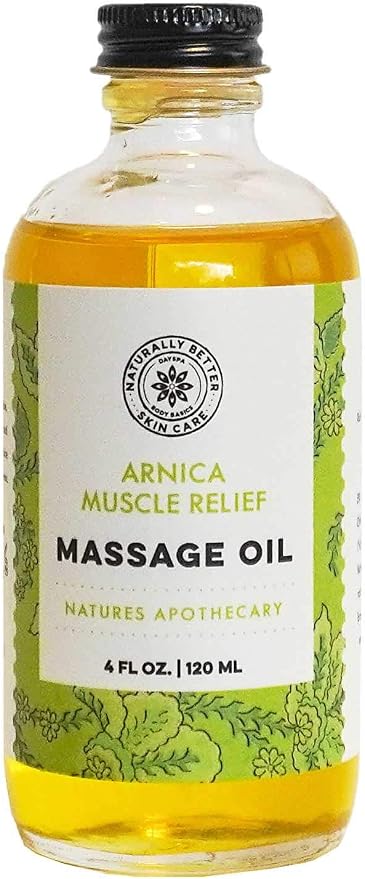 All-Natural Arnica Muscle Relief Massage Oil - 4 oz | Plant-Based Topical Swelling and bruising Relief, Essential Oils & Menthol soothes and Cools Sore Muscles, Hypoallergenic Made in USA