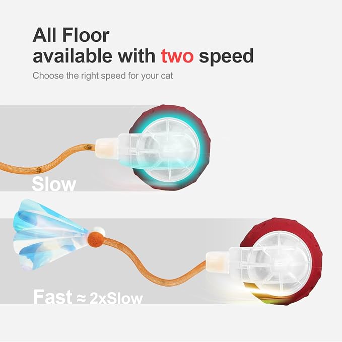 Jkanti Interactive Cat Toys for Indoor Cats,The 3rd Generation Agile Moving Cat Ball with Elastic Mesh Tail,Automatic Kitten Toys for Bored Indoor Cats (Red)